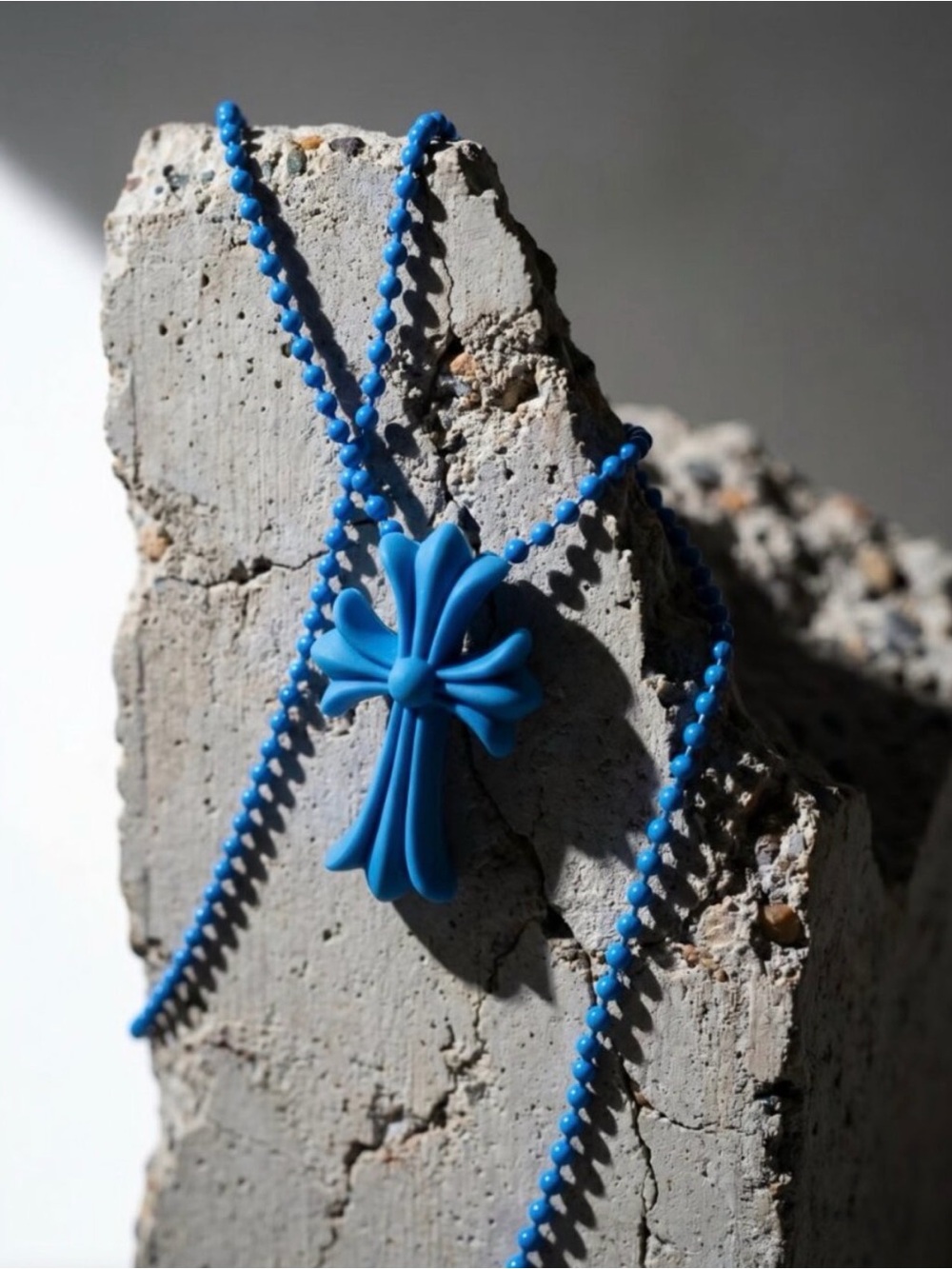 Chrome Hearts Bright Blue Cross Pendant Necklace